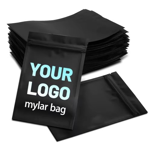 1/2g -All Black Mylar Bags Smell Proof Ziplock 50CT
