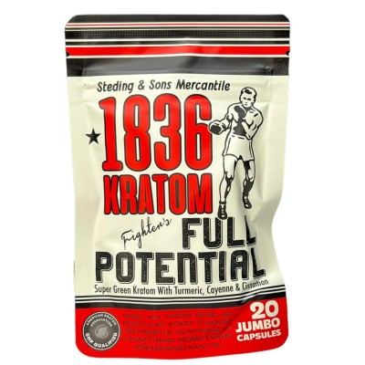 1836 Kratom 20 Jumboo Caps Fighters full Potential