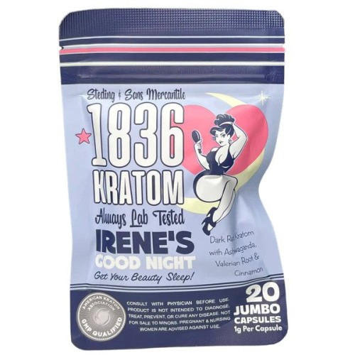 1836 Kratom 20 Jumboo Caps Irenes Good Night