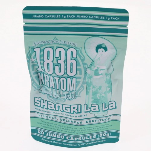 1836 Kratom 20 Jumboo Caps Shangri Lalal