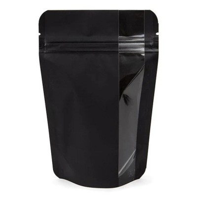 1oz-All Black Mylar Zipper Bags 50CT