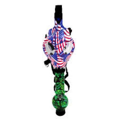Gas Mask Character W/Arcylic Tube American Flag Print